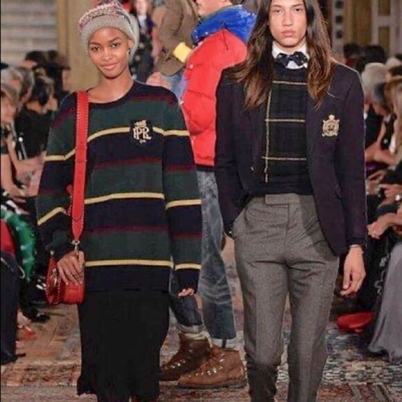 Polo Ralph Lauren Tartan Plaid Merino Wool & Suede Crewneck Sweater - Picture 8 of 16